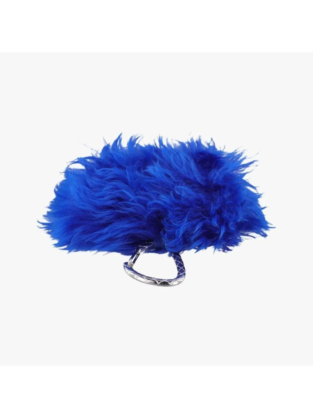 Chanel Shearling CC Hook Card Holder Blue Wool